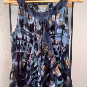 Nine West Blue and Black Abstract Blouse